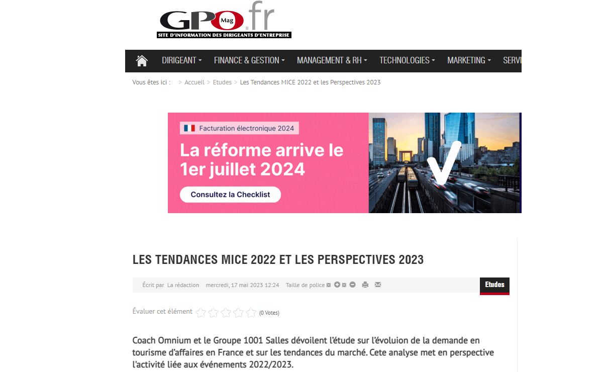 GPO - LES TENDANCES MICE 2022 ET LES PERSPECTIVES 2023 