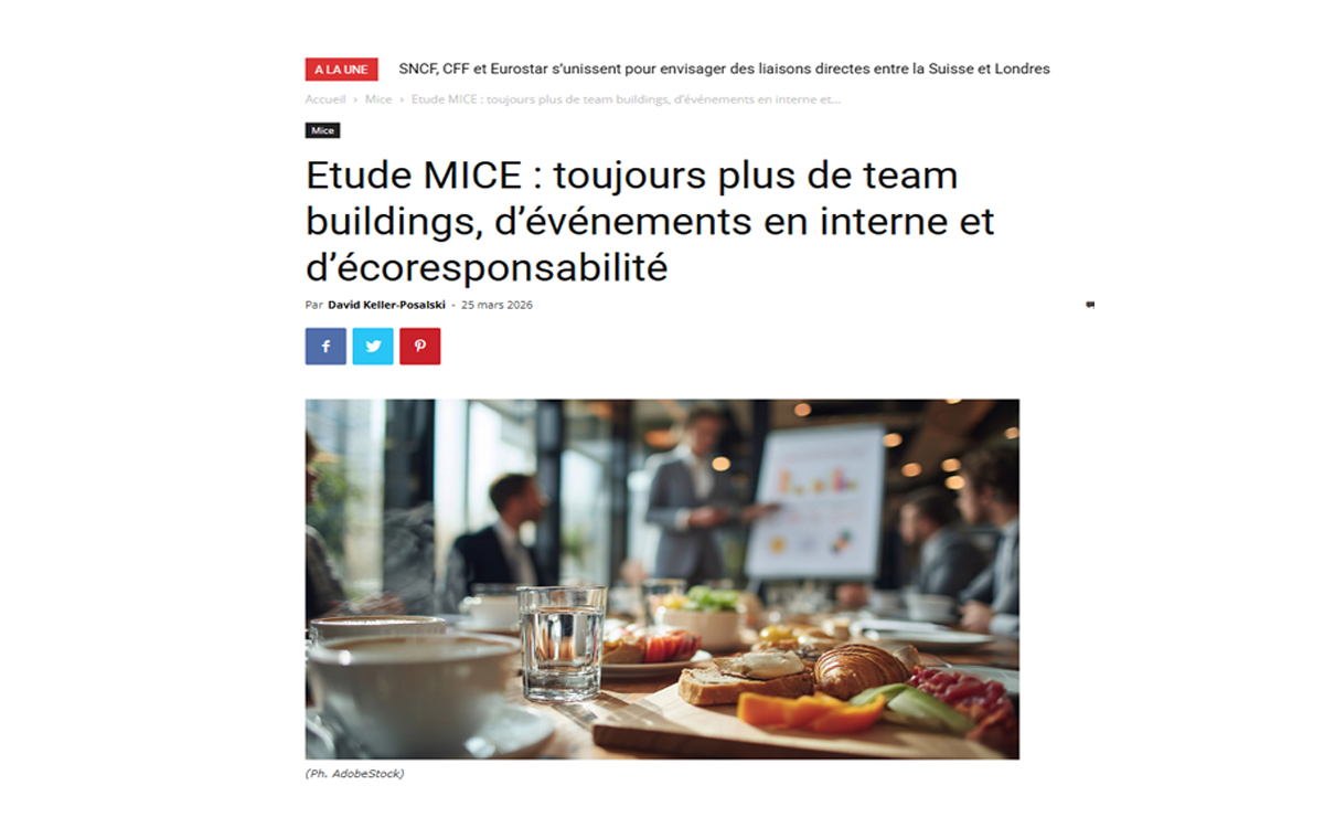 Il parle de nous dans Déplacement Pro  Etude MICE 2026